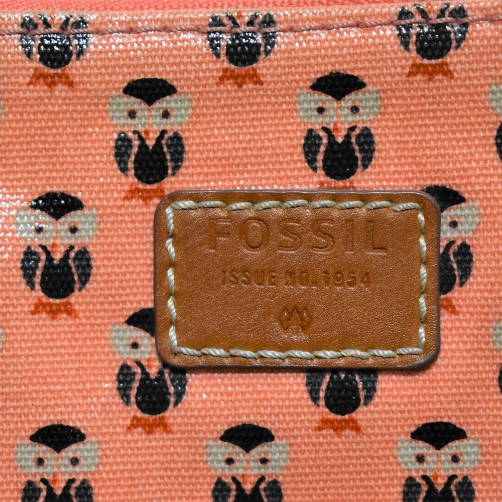Fossil Coated Canvas Owl Print Crossbody Shoulder… - image 2